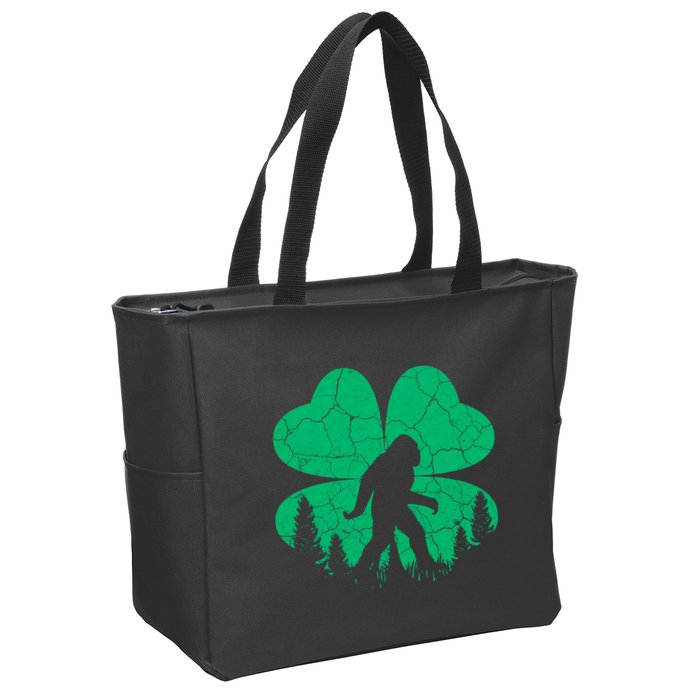 St Patricks Day Bigfoot Sasquatch Irish Clover Zip Tote Bag