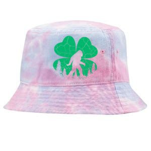 St Patricks Day Bigfoot Sasquatch Irish Clover Tie-Dyed Bucket Hat