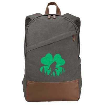 St Patricks Day Bigfoot Sasquatch Irish Clover Cotton Canvas Backpack