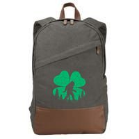 St Patricks Day Bigfoot Sasquatch Irish Clover Cotton Canvas Backpack