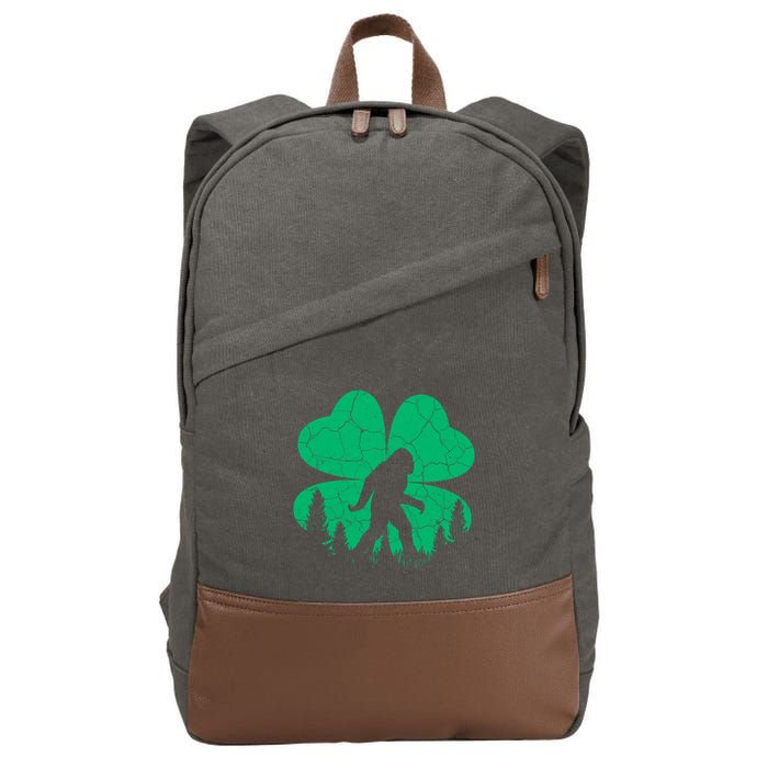St Patricks Day Bigfoot Sasquatch Irish Clover Cotton Canvas Backpack