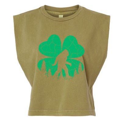 St Patricks Day Bigfoot Sasquatch Irish Clover Garment-Dyed Women's Muscle Tee