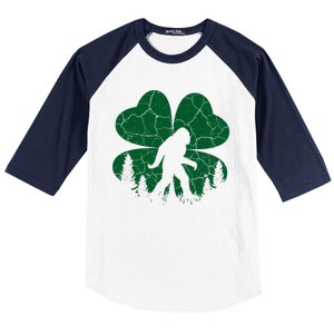 St Patricks Day Bigfoot Sasquatch Irish Clover Baseball Sleeve Shirt