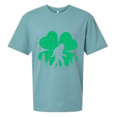 St Patricks Day Bigfoot Sasquatch Irish Clover Sueded Cloud Jersey T-Shirt