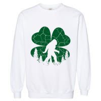 St Patricks Day Bigfoot Sasquatch Irish Clover Garment-Dyed Sweatshirt