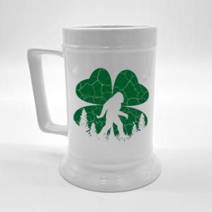 St Patricks Day Bigfoot Sasquatch Irish Clover Beer Stein