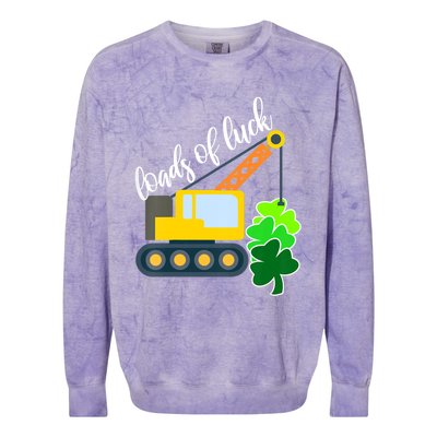 Saint Patricks Day Truck Funny Loads Of Luck Shamrock Gift Colorblast Crewneck Sweatshirt