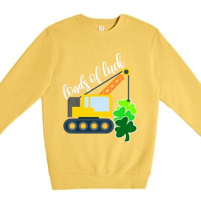 Saint Patricks Day Truck Funny Loads Of Luck Shamrock Gift Premium Crewneck Sweatshirt