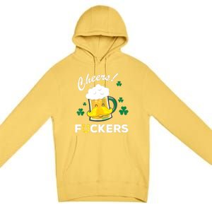 St Patricks Day Funny Cheers Fuckers Bang Beer Irish 4leaf Gift Premium Pullover Hoodie