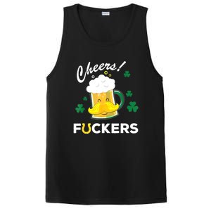 St Patricks Day Funny Cheers Fuckers Bang Beer Irish 4leaf Gift PosiCharge Competitor Tank