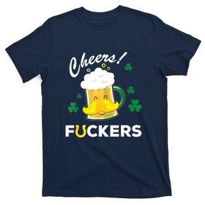 St Patricks Day Funny Cheers Fuckers Bang Beer Irish 4leaf Gift T-Shirt