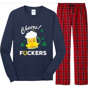 St Patricks Day Funny Cheers Fuckers Bang Beer Irish 4leaf Gift Long Sleeve Pajama Set