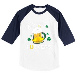 St Patricks Day Funny Cheers Fuckers Bang Beer Irish 4leaf Gift Baseball Sleeve Shirt