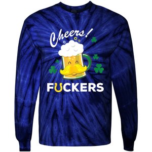 St Patricks Day Funny Cheers Fuckers Bang Beer Irish 4leaf Gift Tie-Dye Long Sleeve Shirt