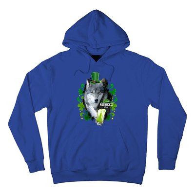 St Patrick's Day Irish Saint Patrick Shamrock White Wolf Gift Hoodie