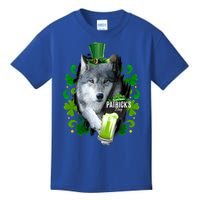 St Patrick's Day Irish Saint Patrick Shamrock White Wolf Gift Kids T-Shirt