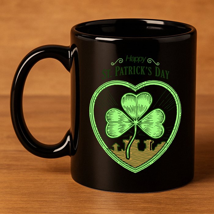 St Patricks Day Irishamerican Tradition Shamrock Gift 11oz C Handle Ceramic Mug