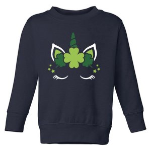 St Patrick's Day Clover Lucky Unicorn Toddler Sweatshirt