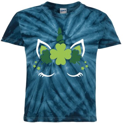 St Patrick's Day Clover Lucky Unicorn Kids Tie-Dye T-Shirt