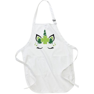 St Patrick's Day Clover Lucky Unicorn Full-Length Apron With Pockets