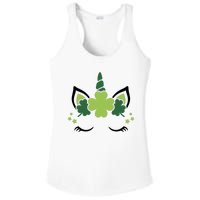 St Patrick's Day Clover Lucky Unicorn Ladies PosiCharge Competitor Racerback Tank