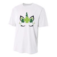 St Patrick's Day Clover Lucky Unicorn Youth Performance Sprint T-Shirt