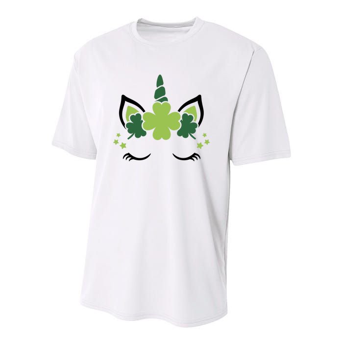 St Patrick's Day Clover Lucky Unicorn Youth Performance Sprint T-Shirt