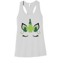 St Patrick's Day Clover Lucky Unicorn Women's Racerback Tank