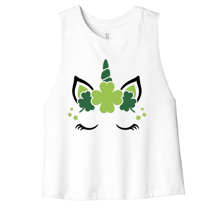 St Patrick's Day Clover Lucky Unicorn Women's Racerback Cropped Tank