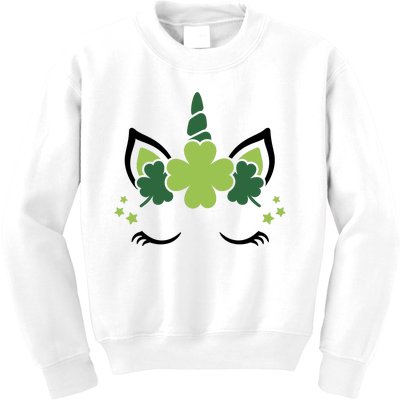 St Patrick's Day Clover Lucky Unicorn Kids Sweatshirt