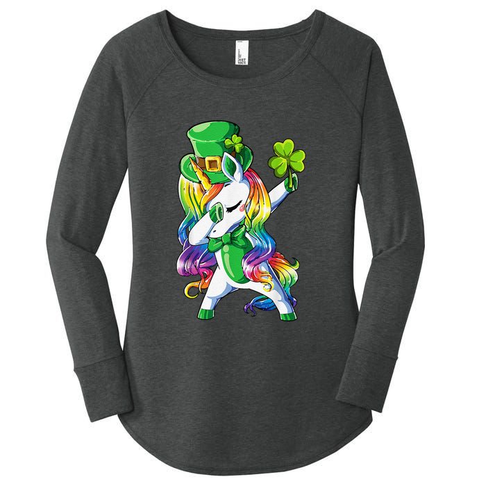 St Patricks Day Dabbing Unicorn Leprechaun Lepricorn Women's Perfect Tri Tunic Long Sleeve Shirt