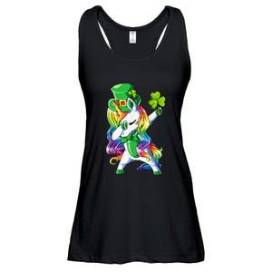 St Patricks Day Dabbing Unicorn Leprechaun Lepricorn Ladies Essential Flowy Tank