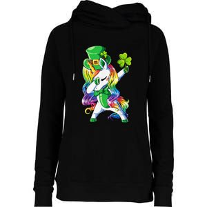 St Patricks Day Dabbing Unicorn Leprechaun Lepricorn Womens Funnel Neck Pullover Hood