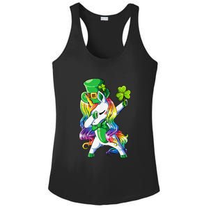 St Patricks Day Dabbing Unicorn Leprechaun Lepricorn Ladies PosiCharge Competitor Racerback Tank