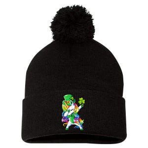 St Patricks Day Dabbing Unicorn Leprechaun Lepricorn Pom Pom 12in Knit Beanie