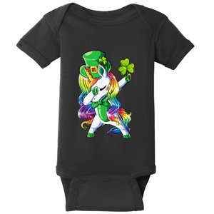 St Patricks Day Dabbing Unicorn Leprechaun Lepricorn Baby Bodysuit