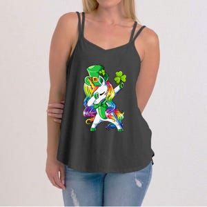 St Patricks Day Dabbing Unicorn Leprechaun Lepricorn Women's Strappy Tank