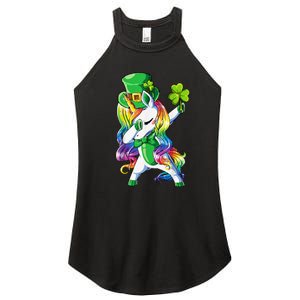 St Patricks Day Dabbing Unicorn Leprechaun Lepricorn Women's Perfect Tri Rocker Tank