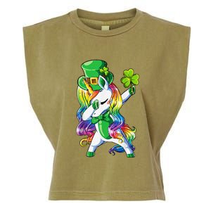 St Patricks Day Dabbing Unicorn Leprechaun Lepricorn Garment-Dyed Women's Muscle Tee