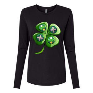 St Patricks Day Shamrock Video Gamer Gaming s Boys  Womens Cotton Relaxed Long Sleeve T-Shirt