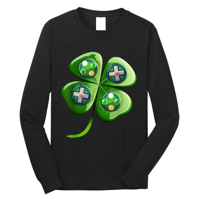 St Patricks Day Shamrock Video Gamer Gaming s Boys  Long Sleeve Shirt