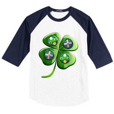 St Patricks Day Shamrock Video Gamer Gaming s Boys  Baseball Sleeve Shirt