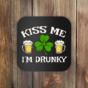 St Paddys Day Kis Me I'm Drunky Funny Drinking Irish Coaster