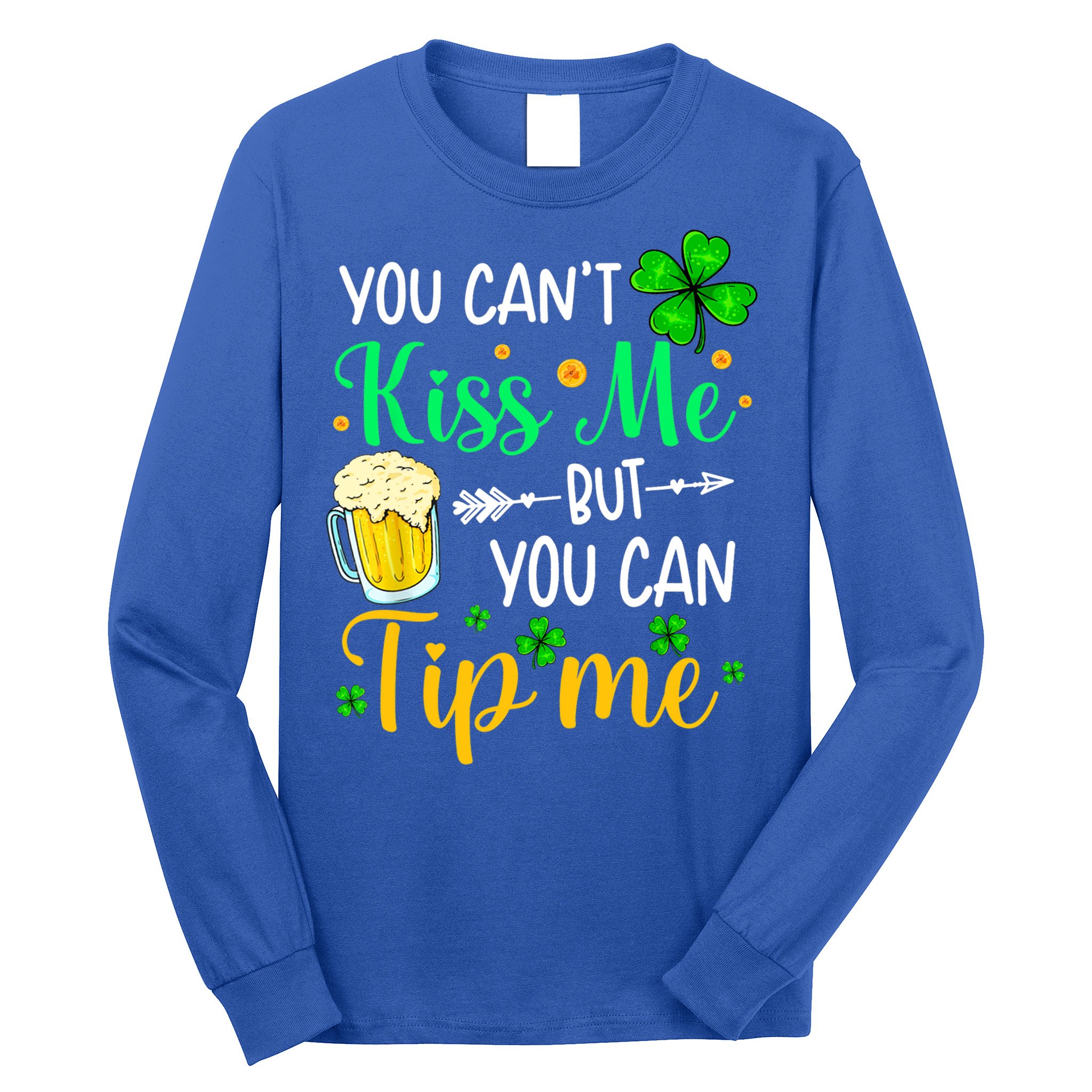 St Patrick's Day Lucky Shamrock Waitress Bartender Waiter Cute Gift Long Sleeve Shirt