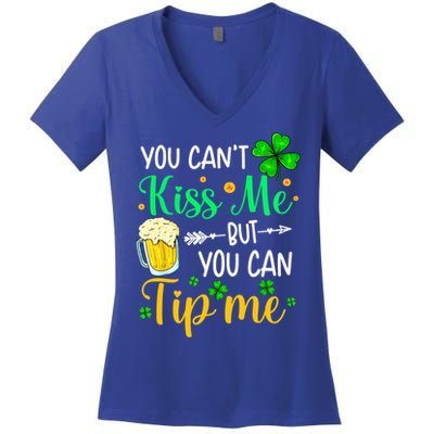 St Patrick's Day Lucky Shamrock Waitress Bartender Waiter Cute Gift Women's V-Neck T-Shirt