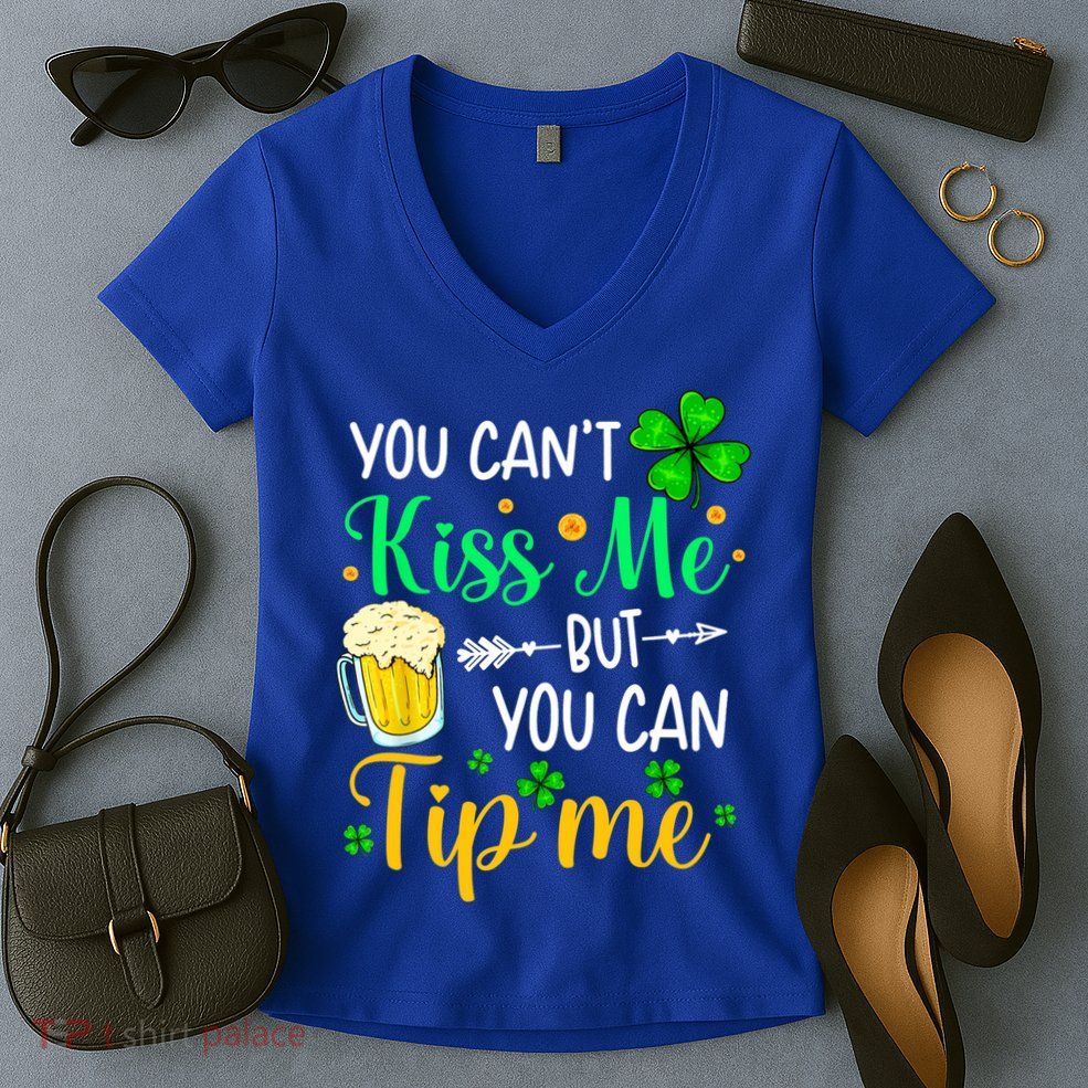 St Patrick's Day Lucky Shamrock Waitress Bartender Waiter Cute Gift Women's V-Neck T-Shirt