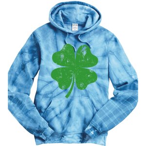 St Patricks Day Distressed Four Leaf Clover Shamrock Irish Premium Tie Dye Hoodie