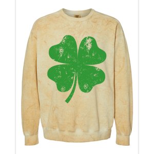 St Patricks Day Distressed Four Leaf Clover Shamrock Irish Premium Colorblast Crewneck Sweatshirt