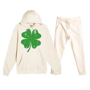 St Patricks Day Distressed Four Leaf Clover Shamrock Irish Premium Premium Hooded Sweatsuit Set