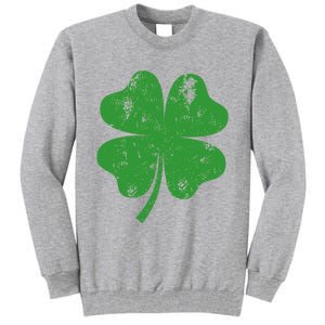 St Patricks Day Distressed Four Leaf Clover Shamrock Irish Premium Tall Sweatshirt